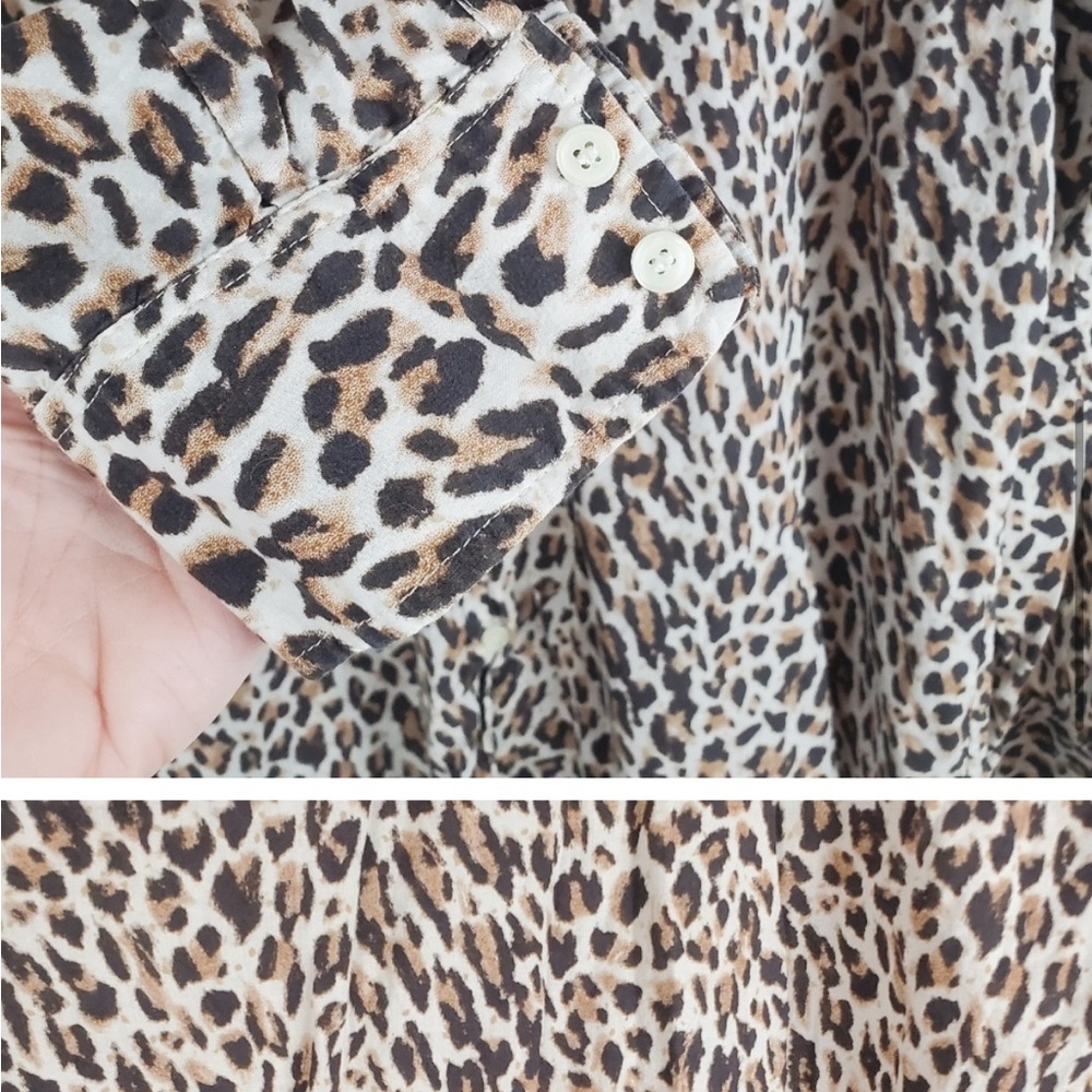 J. Crew “The Perfect Shirt” 100% Cotton Leopard Print Button Up Size XL - Picture 4 of 6